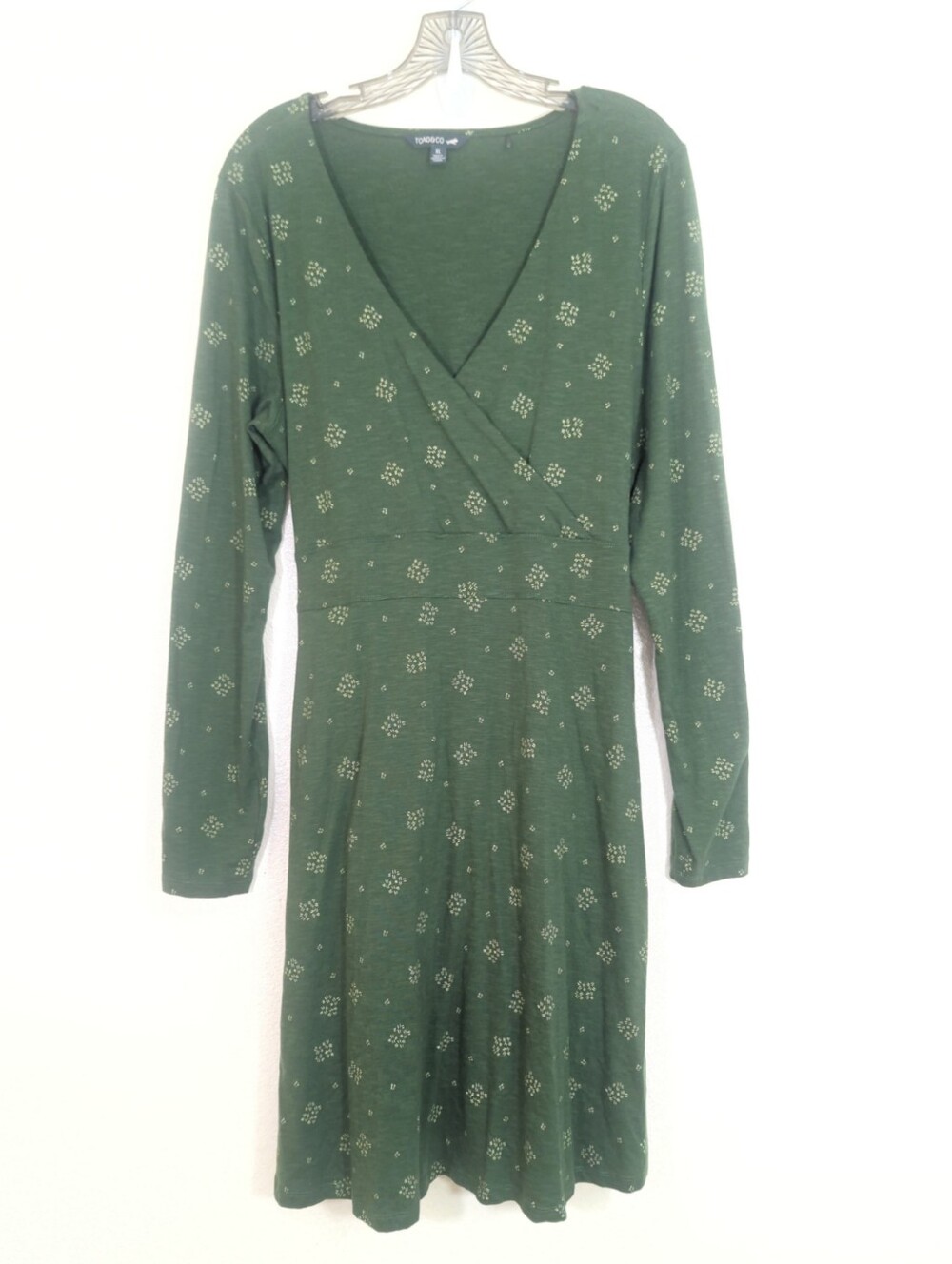 Toad&Co Green Long-Sleeve Cue Wrap Dress